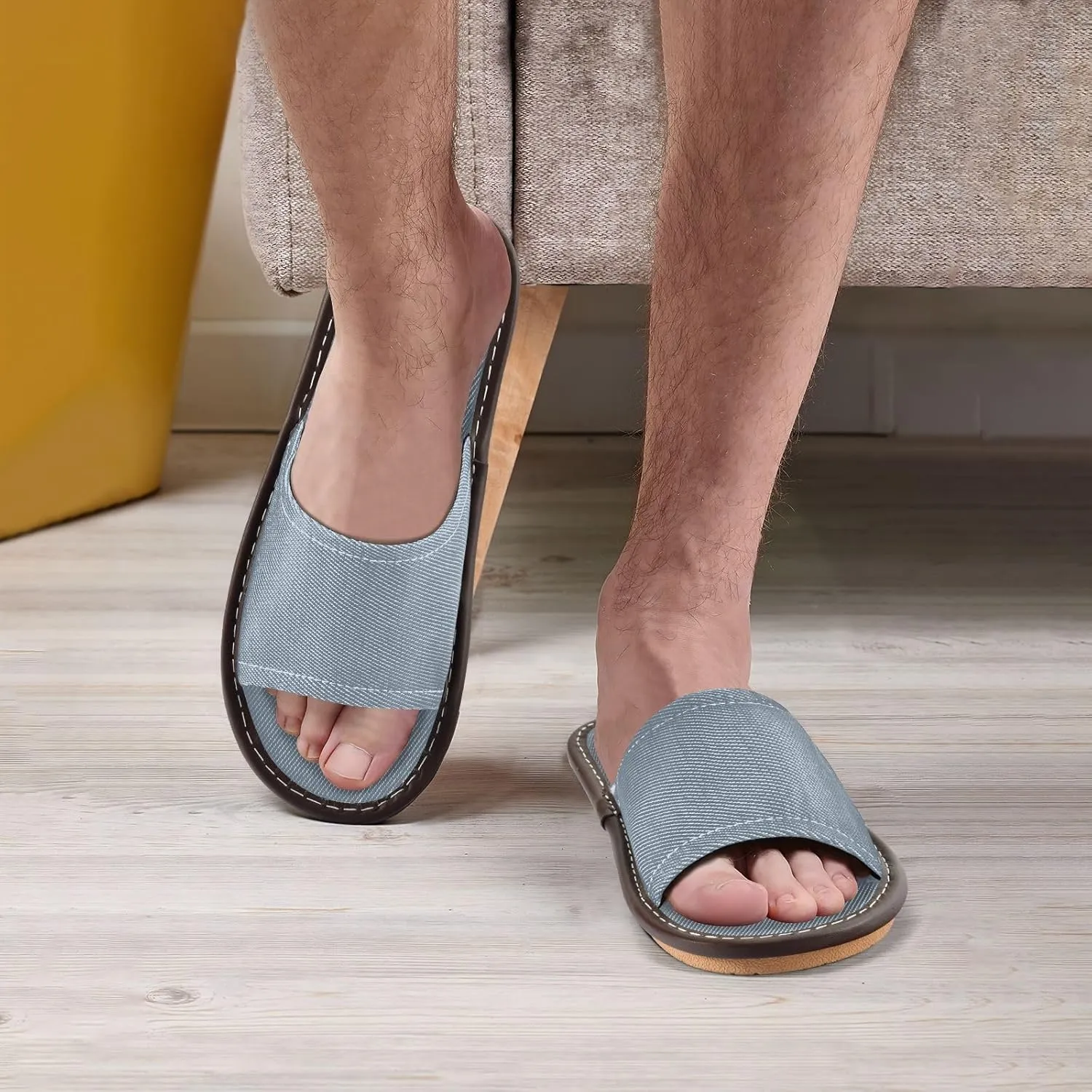 Light Slate Gray Mens Shower Slippers Washable Anti-slip Sandals for Travel Bedroom Outdoor