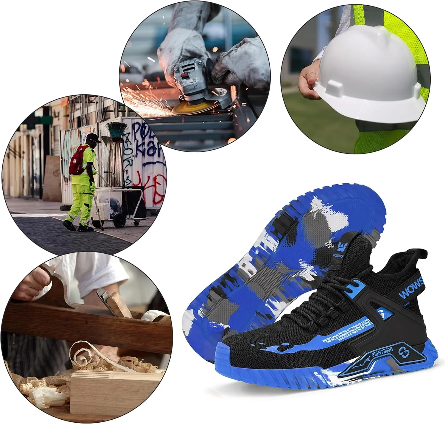 Lightweight Work Safety Steel Toe Sneakers, Durable Breathable Light Construction Tennis Shoes
