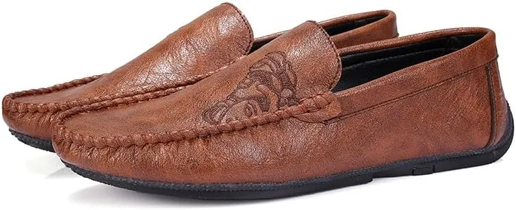 Loafers for Men Vegan Leather Floral Pattern Driving Style Loafer Lightweight Comfortable Anti-Slip Classic Slip-ons