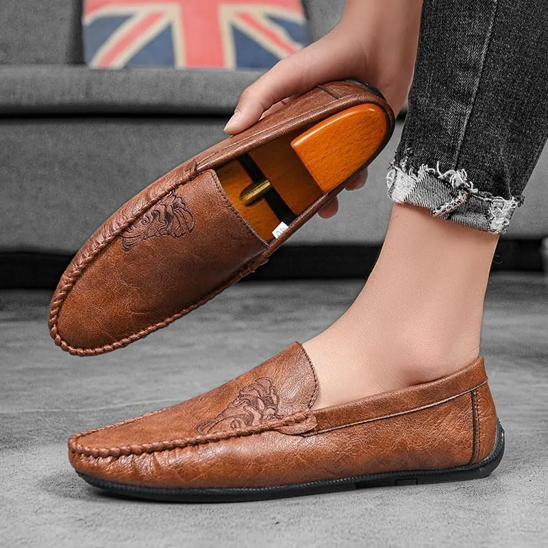 Loafers for Men Vegan Leather Floral Pattern Driving Style Loafer Lightweight Comfortable Anti-Slip Classic Slip-ons