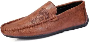 Loafers for Men Vegan Leather Floral Pattern Driving Style Loafer Lightweight Comfortable Anti-Slip Classic Slip-ons