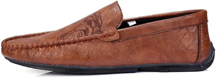 Loafers for Men Vegan Leather Floral Pattern Driving Style Loafer Lightweight Comfortable Anti-Slip Classic Slip-ons