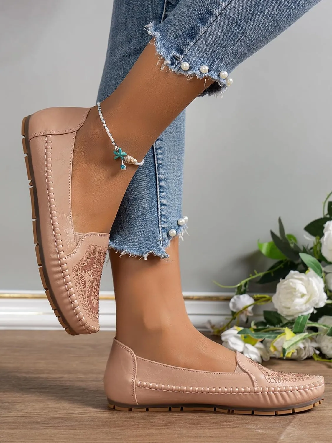 Loafers for Women Leather Business Casual Shoes Comfortable Lightweight Penny Loafers Slip On Work Flats Moccasins Driving Boat Shoes