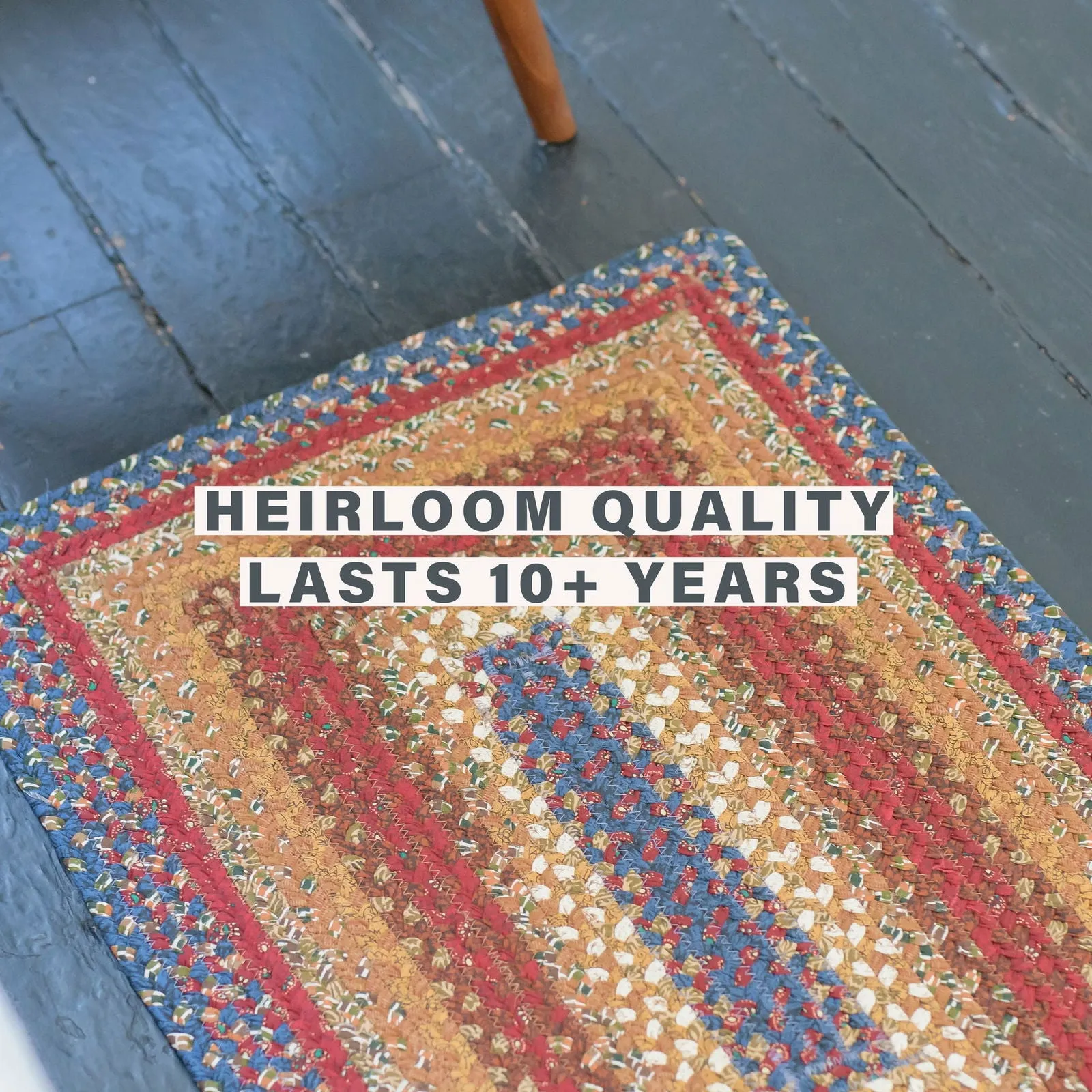 Log Cabin Step Multi Color Oval Braided Rug