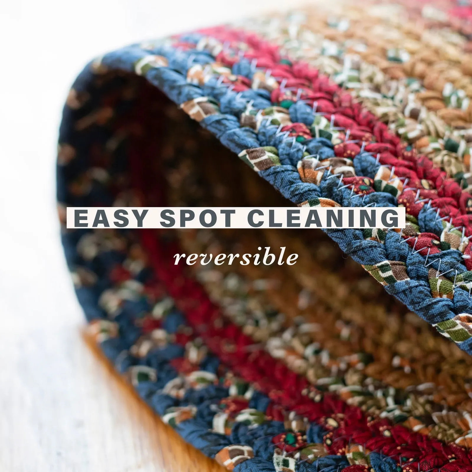 Log Cabin Step Multi Color Oval Braided Rug