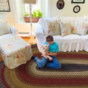 Log Cabin Step Multi Color Oval Braided Rug