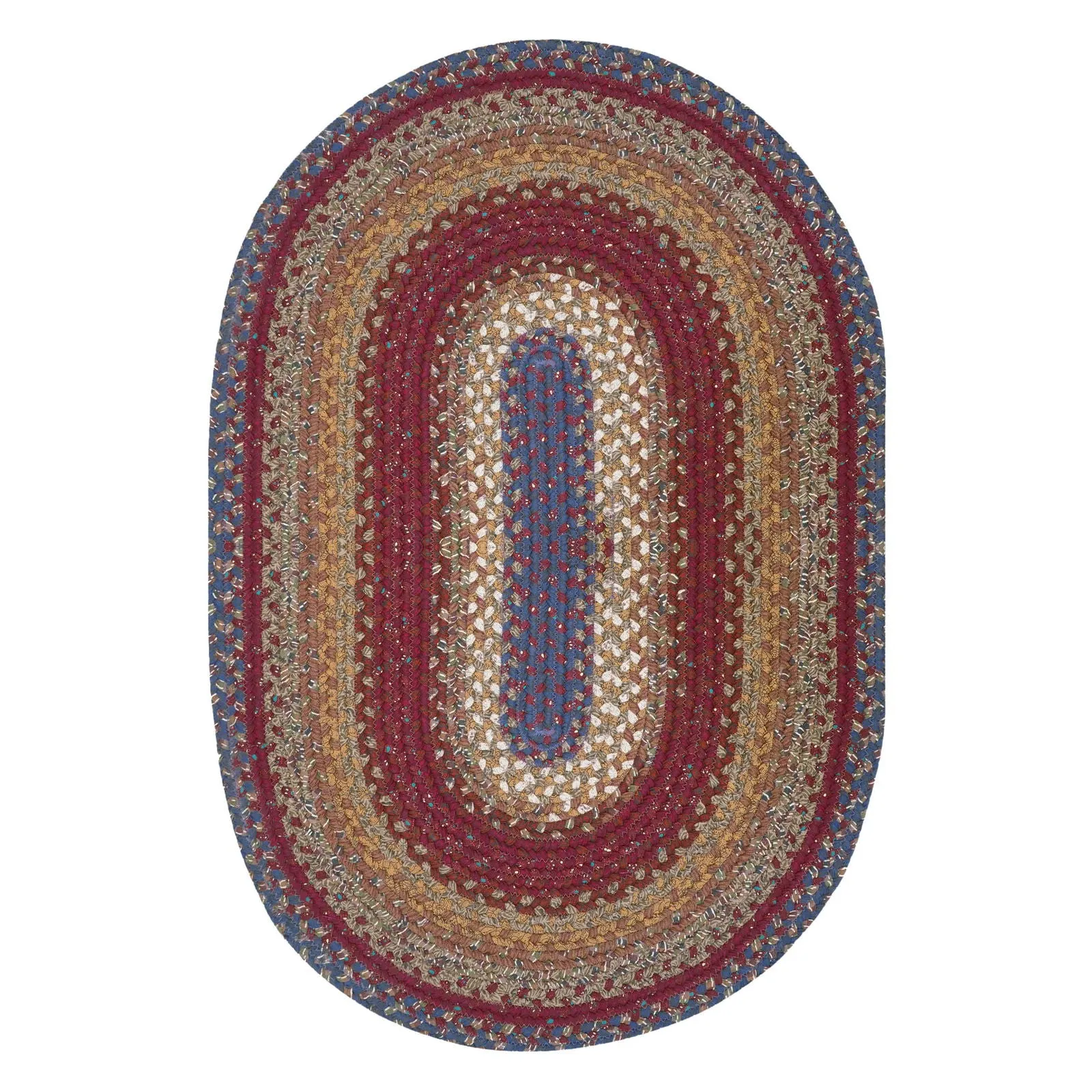 Log Cabin Step Multi Color Oval Braided Rug