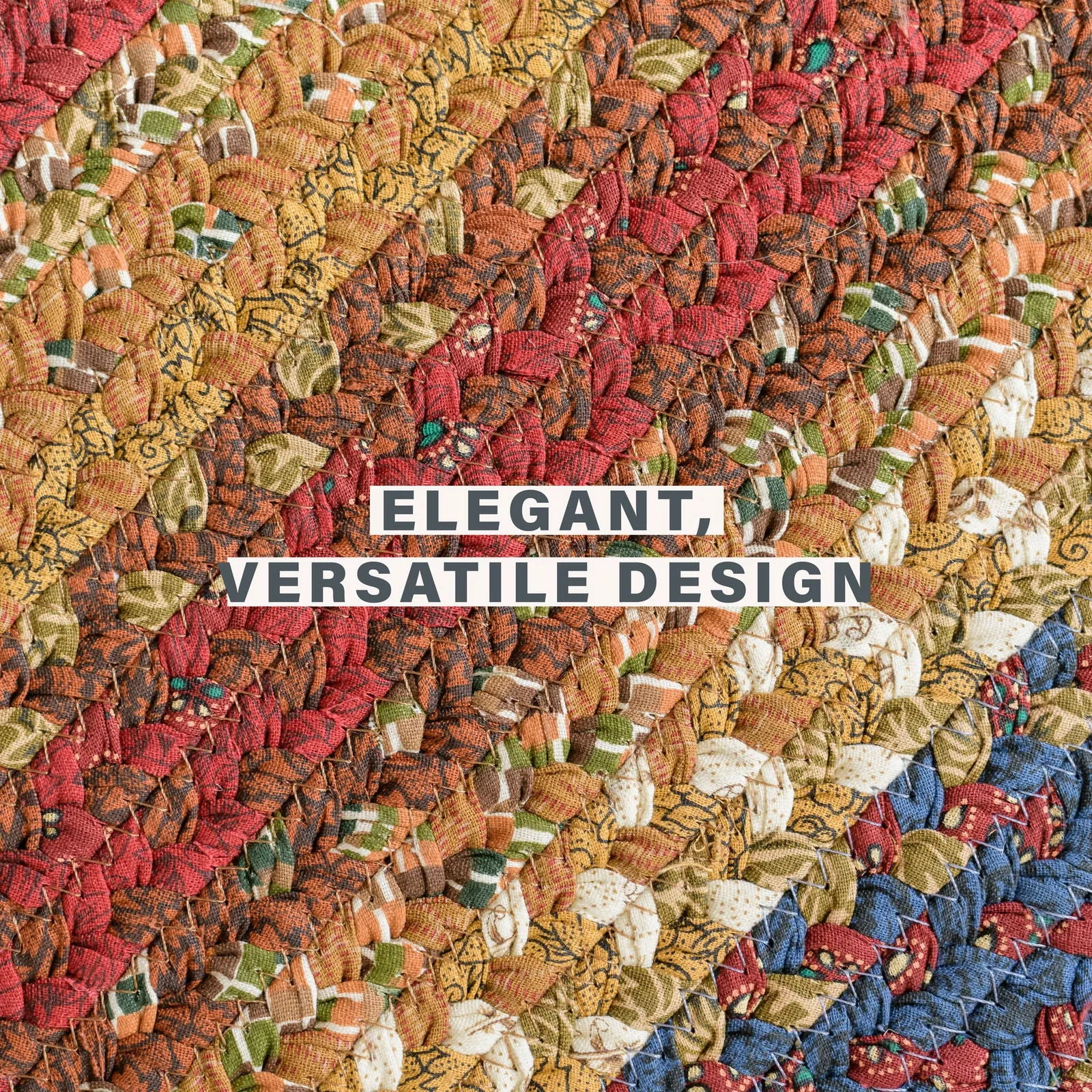 Log Cabin Step Multi Color Oval Braided Rug