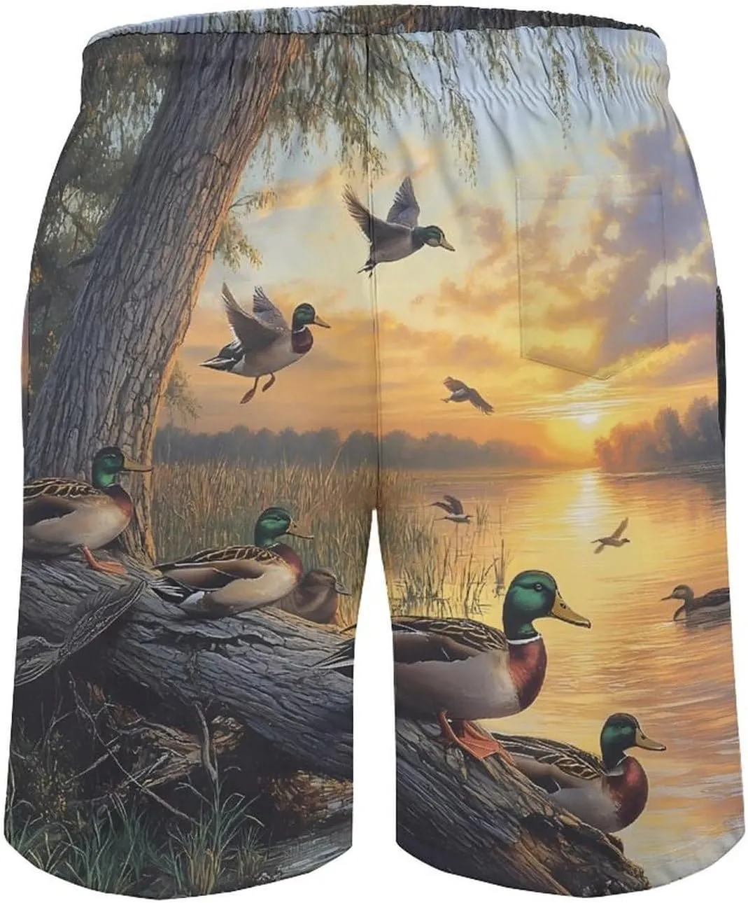 Mallard Ducks Lake Mens Swim Trunks Quick Dry Board Shorts Casual Swimsuit