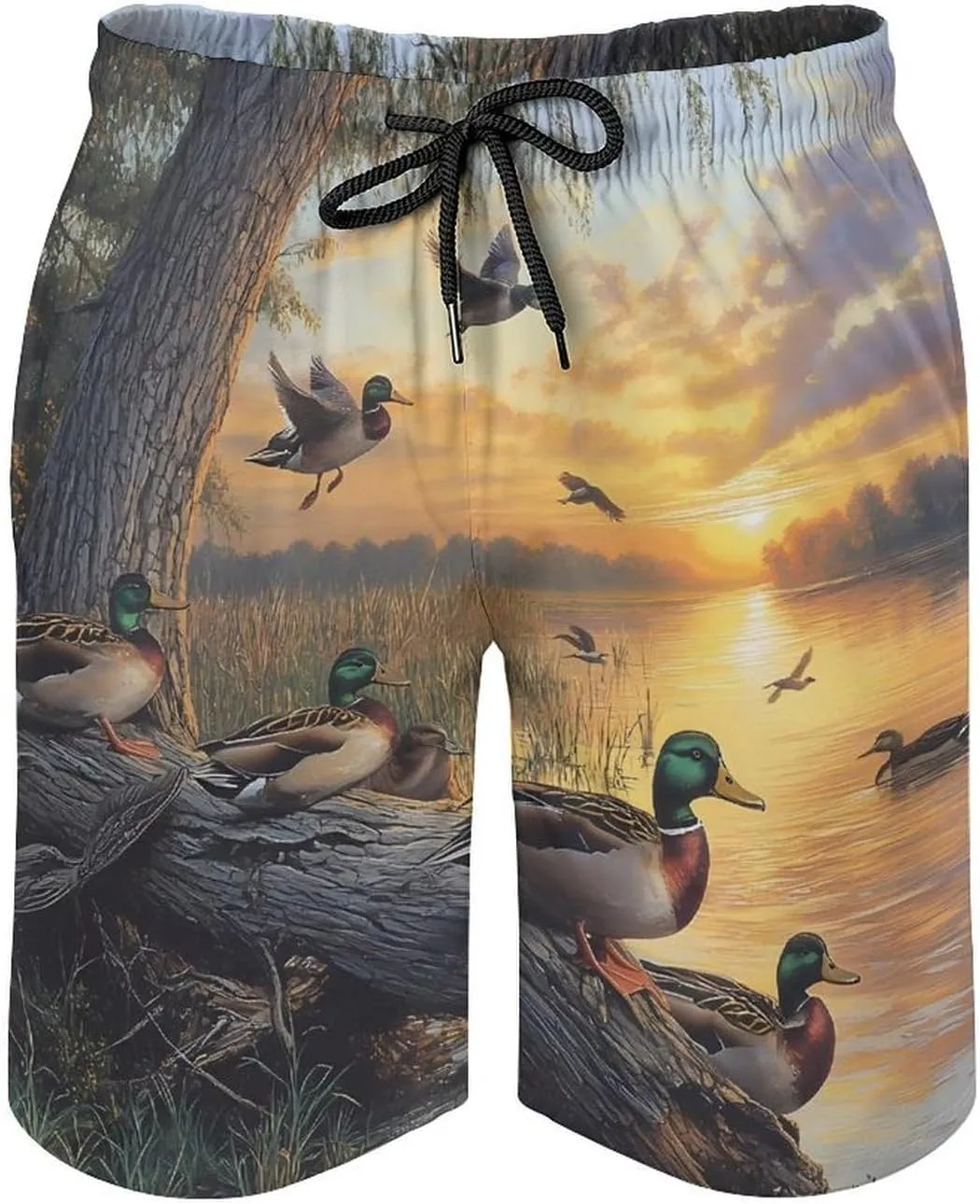 Mallard Ducks Lake Mens Swim Trunks Quick Dry Board Shorts Casual Swimsuit