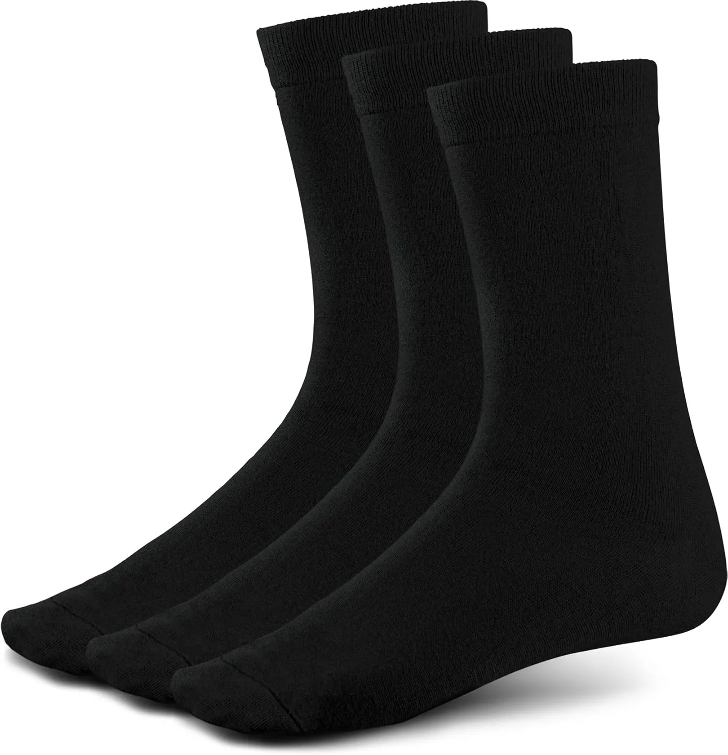 Mark Elliot Black Ribbed Crew Size Bamboo Dress Socks Natural Fiber, Highly Durable, Odor-Free (Size 10-13, Shoe Size 6-12)