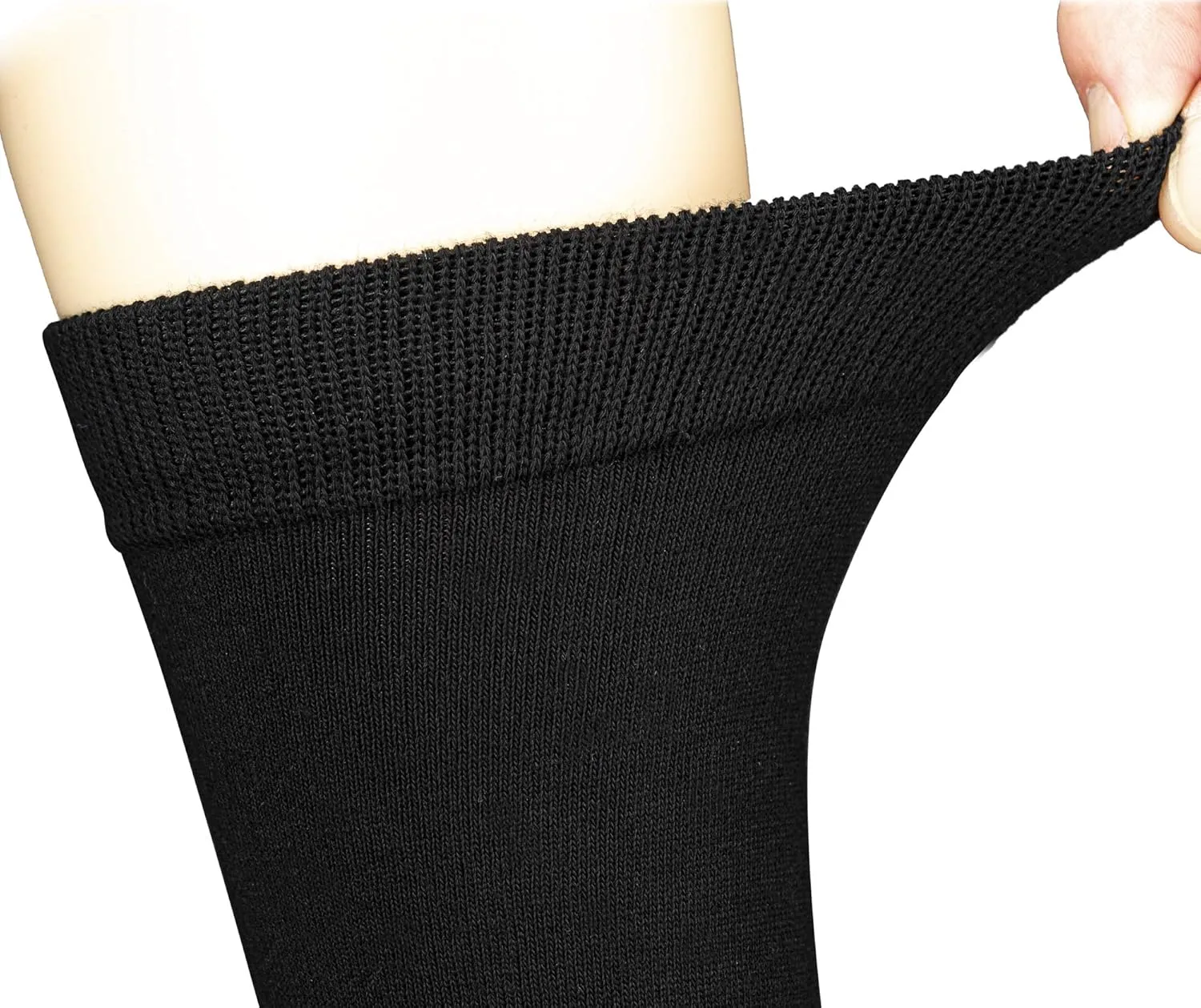 Mark Elliot Black Ribbed Crew Size Bamboo Dress Socks Natural Fiber, Highly Durable, Odor-Free (Size 10-13, Shoe Size 6-12)