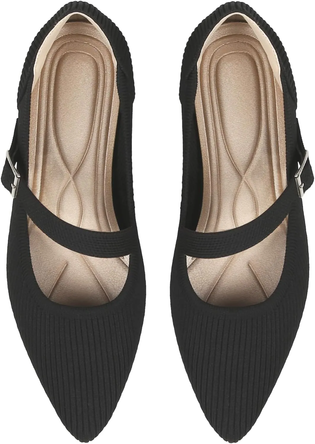 Mary Jane Flats Shoes Women Pointed Toe Ballet Flats Dressy Flats for Women Knit Flats Comfort Breathable Lightweight Washable Flats Shoes