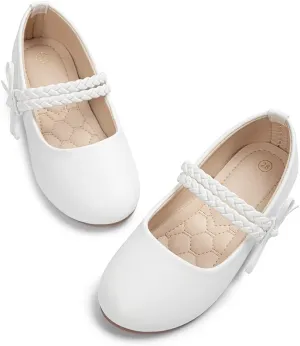 Meckior Toddler Little Girl Mary Jane Dress Shoes Ballet Flats for Girl Party School Shoes Bowknot Princess Shoes