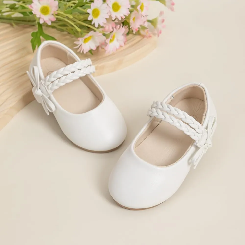 Meckior Toddler Little Girl Mary Jane Dress Shoes Ballet Flats for Girl Party School Shoes Bowknot Princess Shoes