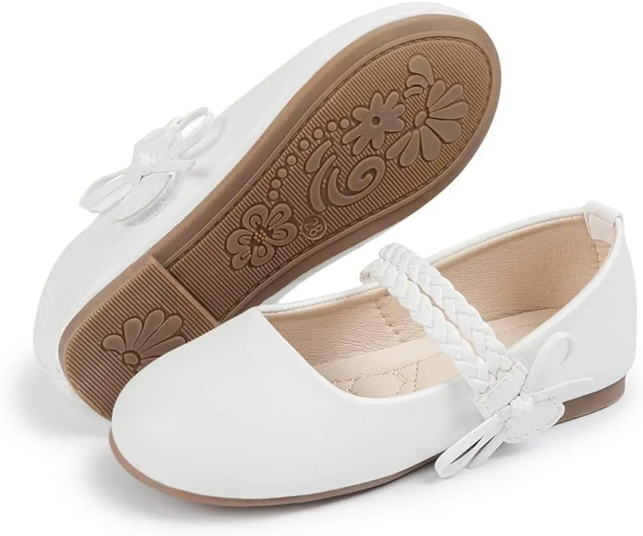 Meckior Toddler Little Girl Mary Jane Dress Shoes Ballet Flats for Girl Party School Shoes Bowknot Princess Shoes
