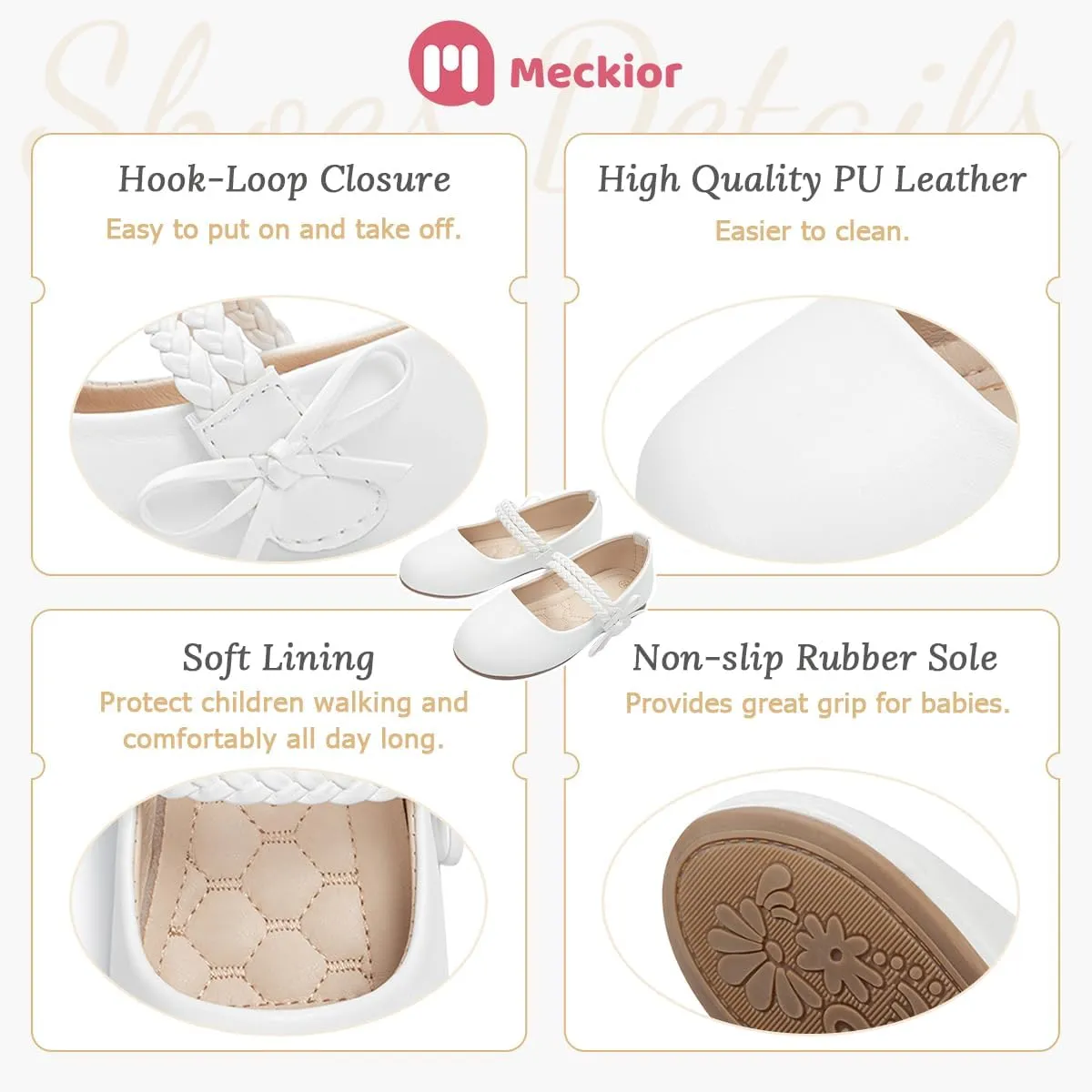 Meckior Toddler Little Girl Mary Jane Dress Shoes Ballet Flats for Girl Party School Shoes Bowknot Princess Shoes