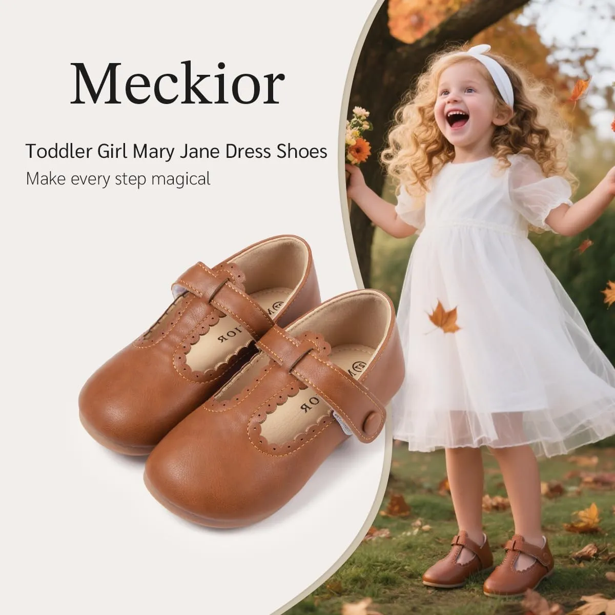 Meckior Toddler Little Girl Mary Jane Dress Shoes Ballet Flats for Girl Party School Shoes Bowknot Princess Shoes