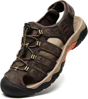 Men's Closed Toe Sport Sandals Summer Waterproof Walking Sandals Quick Dry Water Sandals Lightweight Beach Swimming Fisherman Shoes-5-14 US Size