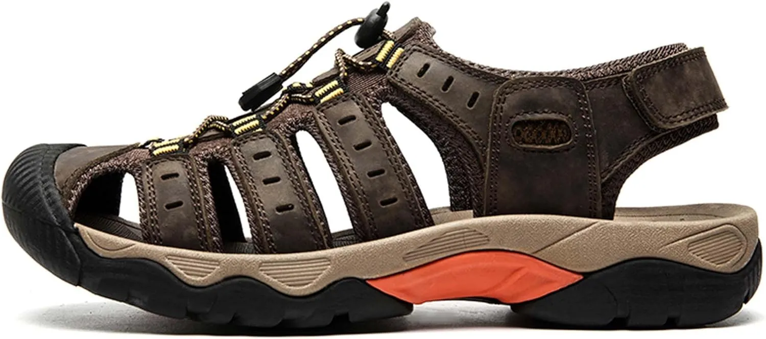 Men's Closed Toe Sport Sandals Summer Waterproof Walking Sandals Quick Dry Water Sandals Lightweight Beach Swimming Fisherman Shoes-5-14 US Size