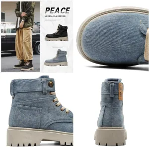 Men's Fashion High Top Sneakers - Casual and Stylish, Lace-up, All-Season Comfort, with Durable PVC Sole, Perfect for Fall Boots
