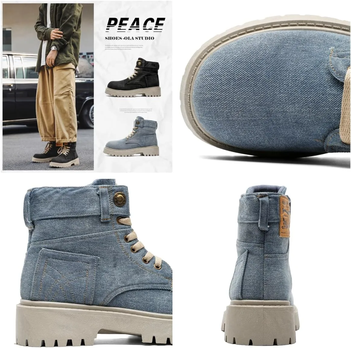 Men's Fashion High Top Sneakers - Casual and Stylish, Lace-up, All-Season Comfort, with Durable PVC Sole, Perfect for Fall Boots