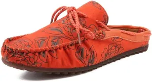 Mens Loafers Floral Vegan Leather Half Moccasins Loafers Shoes Anti-Slip Lightweight Comfortable Fashion Wedding Slip-ons