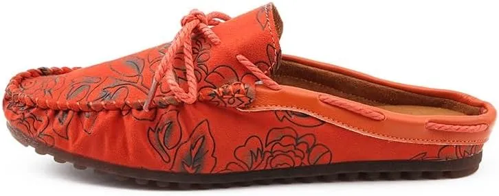 Mens Loafers Floral Vegan Leather Half Moccasins Loafers Shoes Anti-Slip Lightweight Comfortable Fashion Wedding Slip-ons