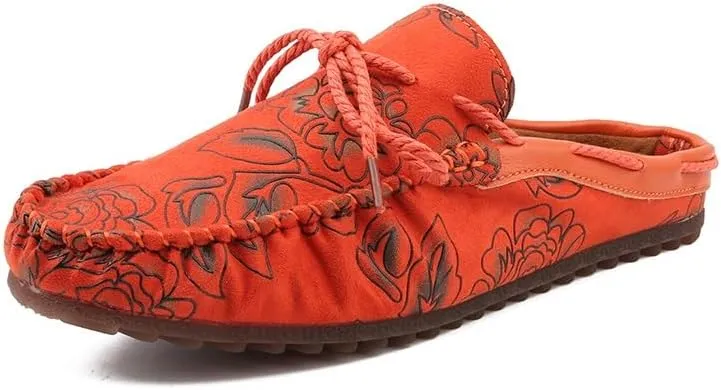 Mens Loafers Floral Vegan Leather Half Moccasins Loafers Shoes Anti-Slip Lightweight Comfortable Fashion Wedding Slip-ons
