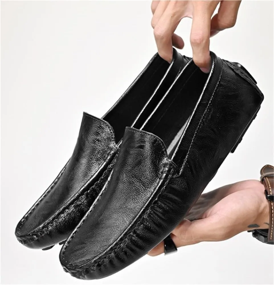 Mens Loafers Round Toe PU Leather Driving Moccasins Loafers Comfortable Anti-slipResistant Prom Slip-on