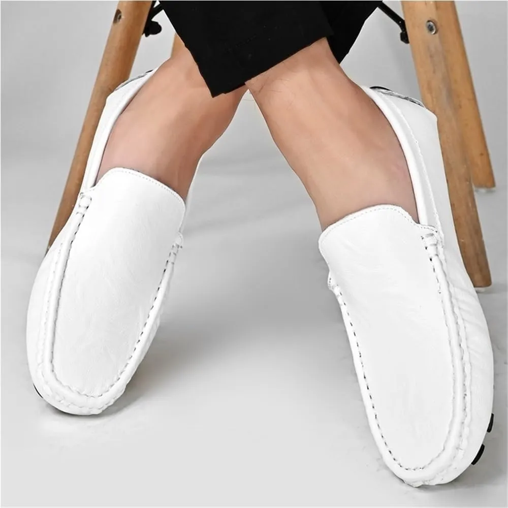Mens Loafers Round Toe PU Leather Driving Moccasins Loafers Comfortable Anti-slipResistant Prom Slip-on