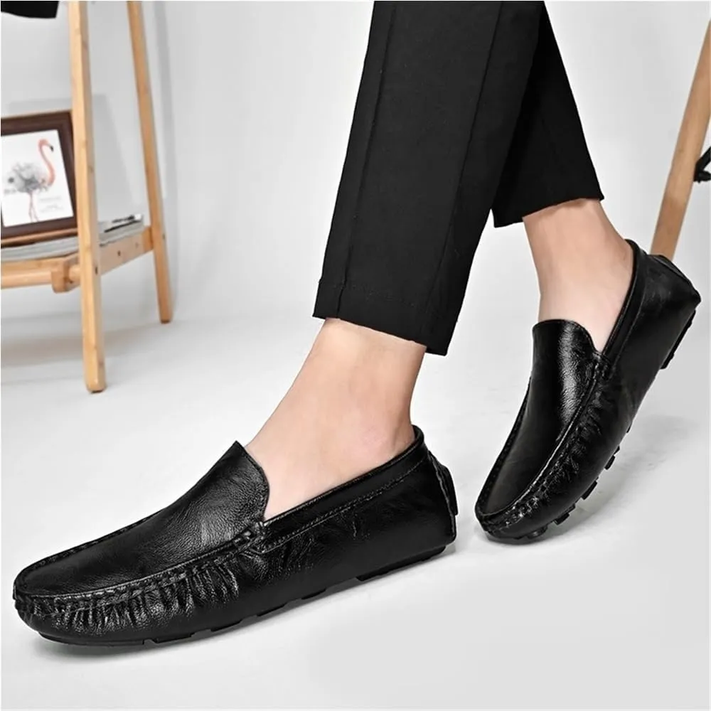 Mens Loafers Round Toe PU Leather Driving Moccasins Loafers Comfortable Anti-slipResistant Prom Slip-on