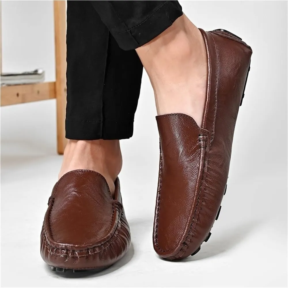 Mens Loafers Round Toe PU Leather Driving Moccasins Loafers Comfortable Anti-slipResistant Prom Slip-on