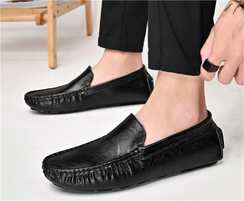 Mens Loafers Round Toe PU Leather Driving Moccasins Loafers Comfortable Anti-slipResistant Prom Slip-on