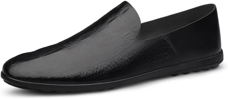 Mens Loafers Shoe Round Toe PU Leather Crocodile Print Smoking Shoes Flexible Slip Resistant Anti-Slip Casual Slip-on