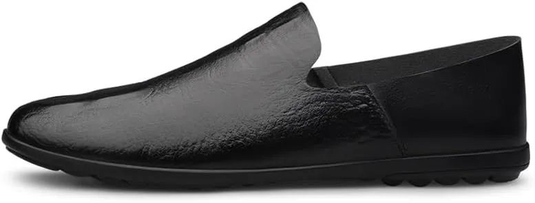 Mens Loafers Shoe Round Toe PU Leather Crocodile Print Smoking Shoes Flexible Slip Resistant Anti-Slip Casual Slip-on