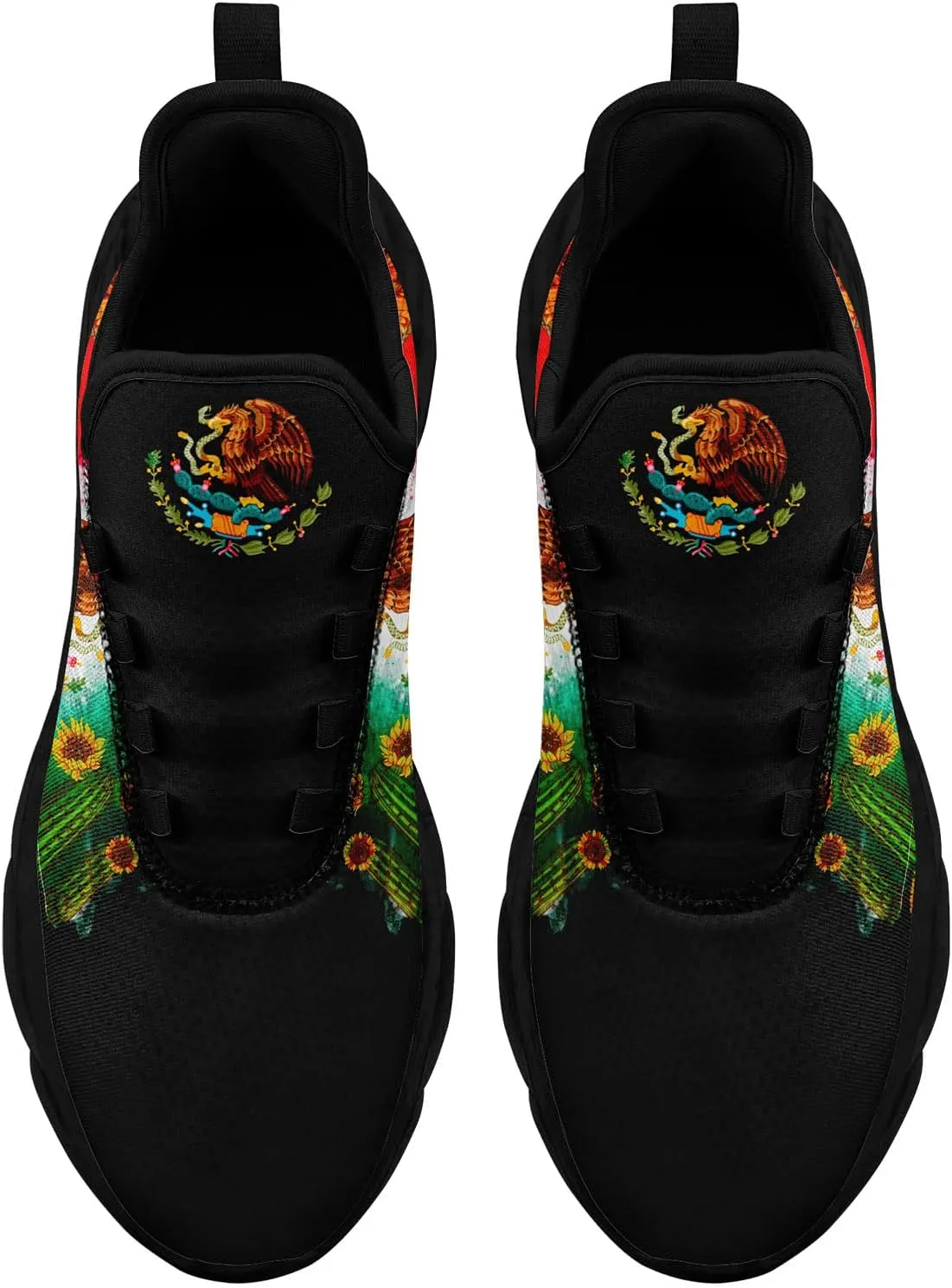 Men's Mexican Flag Sneakers Women's Lightweight Festivals Gift Mexico Unisex Running Sports Athletic Baseball Shoes