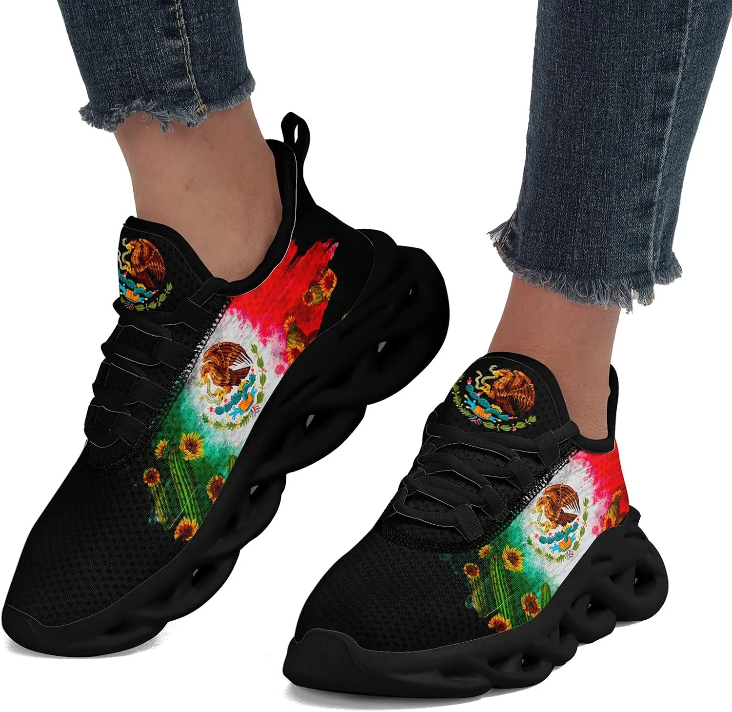Men's Mexican Flag Sneakers Women's Lightweight Festivals Gift Mexico Unisex Running Sports Athletic Baseball Shoes
