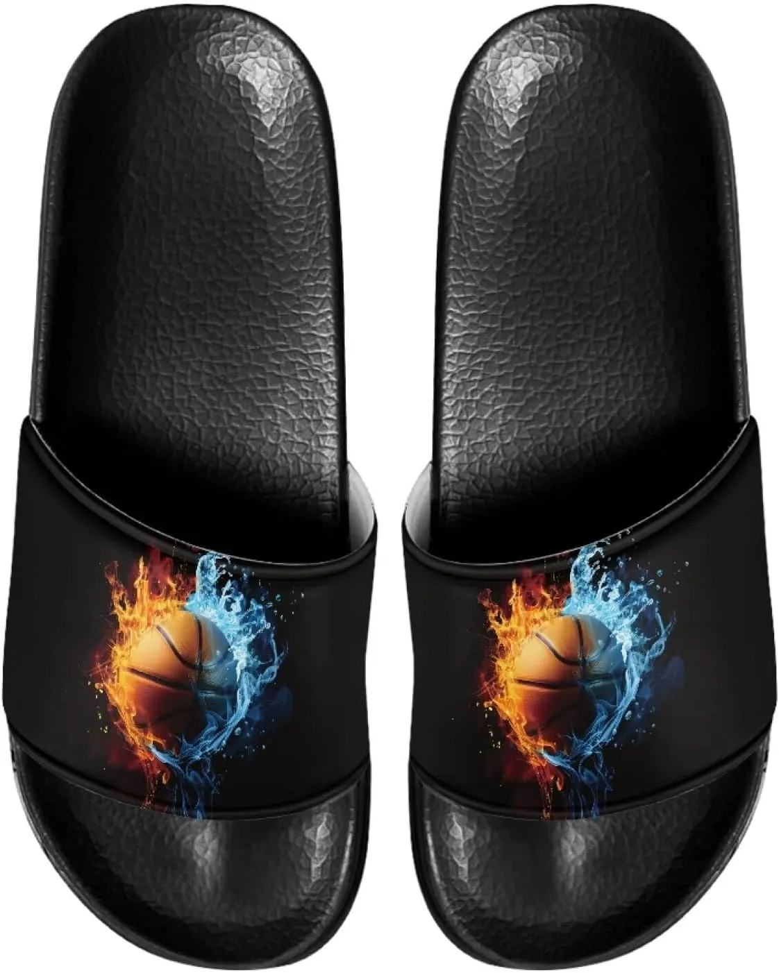 Mens Pillow House Slide Sandals Non-Slip Black Bath Sandals Wide Width EVA Flat Shoes Quick Drying Peep Toe Slippers Beach Dress Shoes