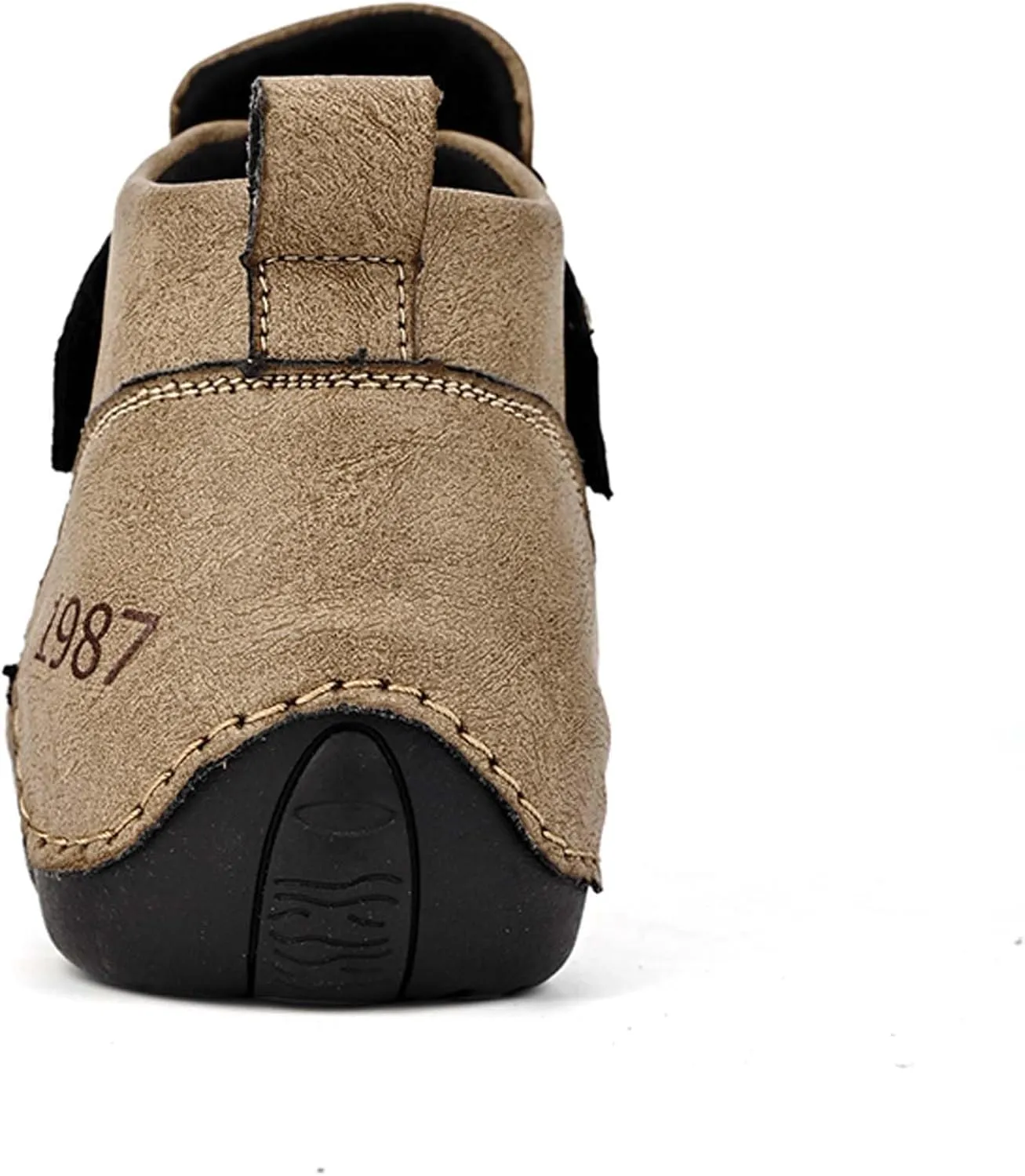 Men's Premium Cowhide Leather Walking Shoes, Mid Top, Casual Sneakers, Flat Driving Shoes, Hand Sewn, Comfortable, Soft, Non-Slip, Durable, Suitable for All Seasons.