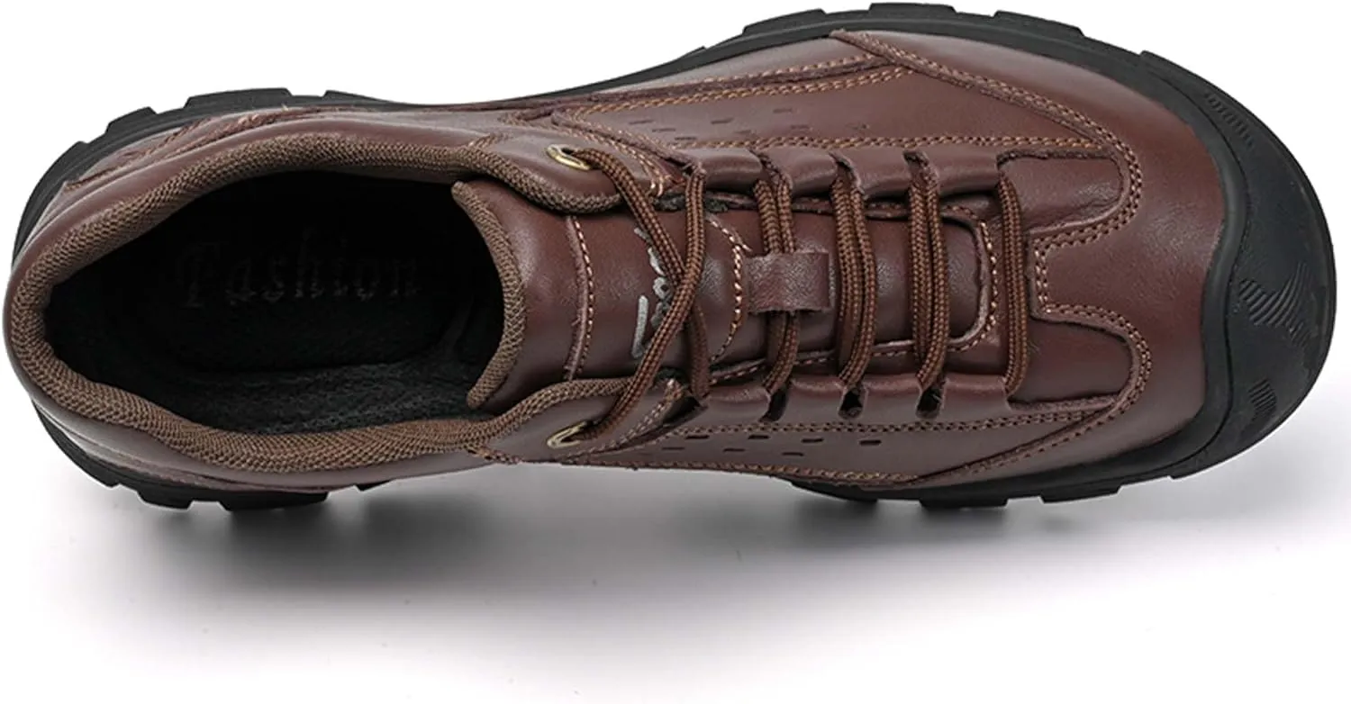 Men's Premium Genuine Cowhide Leather Sneakers, Fashion Leather Casual Walking Shoes, Driving Shoes, Mesh Lining, Comfortable, Soft, Non-Slip, Durable, Suitable for All Seasons.