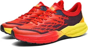 Men's Road Running Walking Shoes Platform Cushioned Comfort Racing Sneakers Durable Non-Slip Breathable Athletic Tennis Gym Workout Trainers