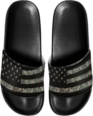 Men's Sandals Slides Non-Slip Slippers Casual Black Sole Summer Shoes for College Dorm Gym Beach