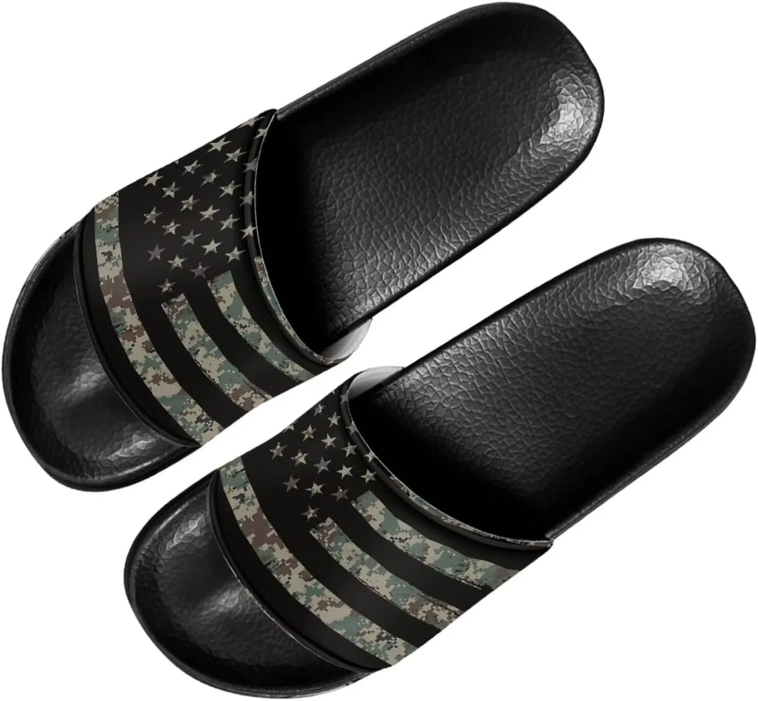 Men's Sandals Slides Non-Slip Slippers Casual Black Sole Summer Shoes for College Dorm Gym Beach