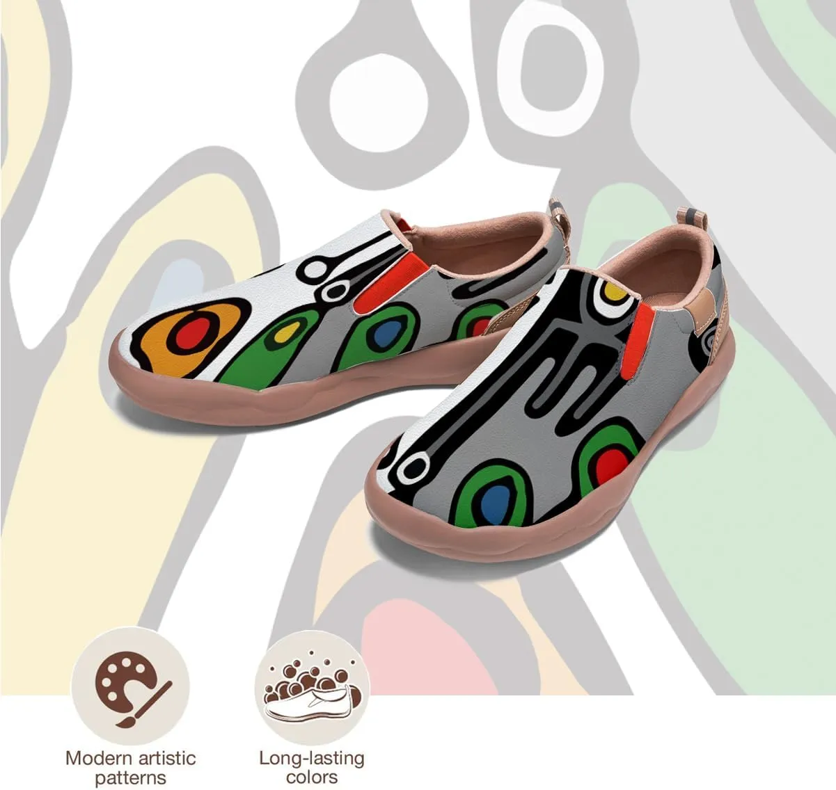 Mens Walking Slip-on Loafers Abstract Art Painted Sneakers Holiday Casual Travel Shoes