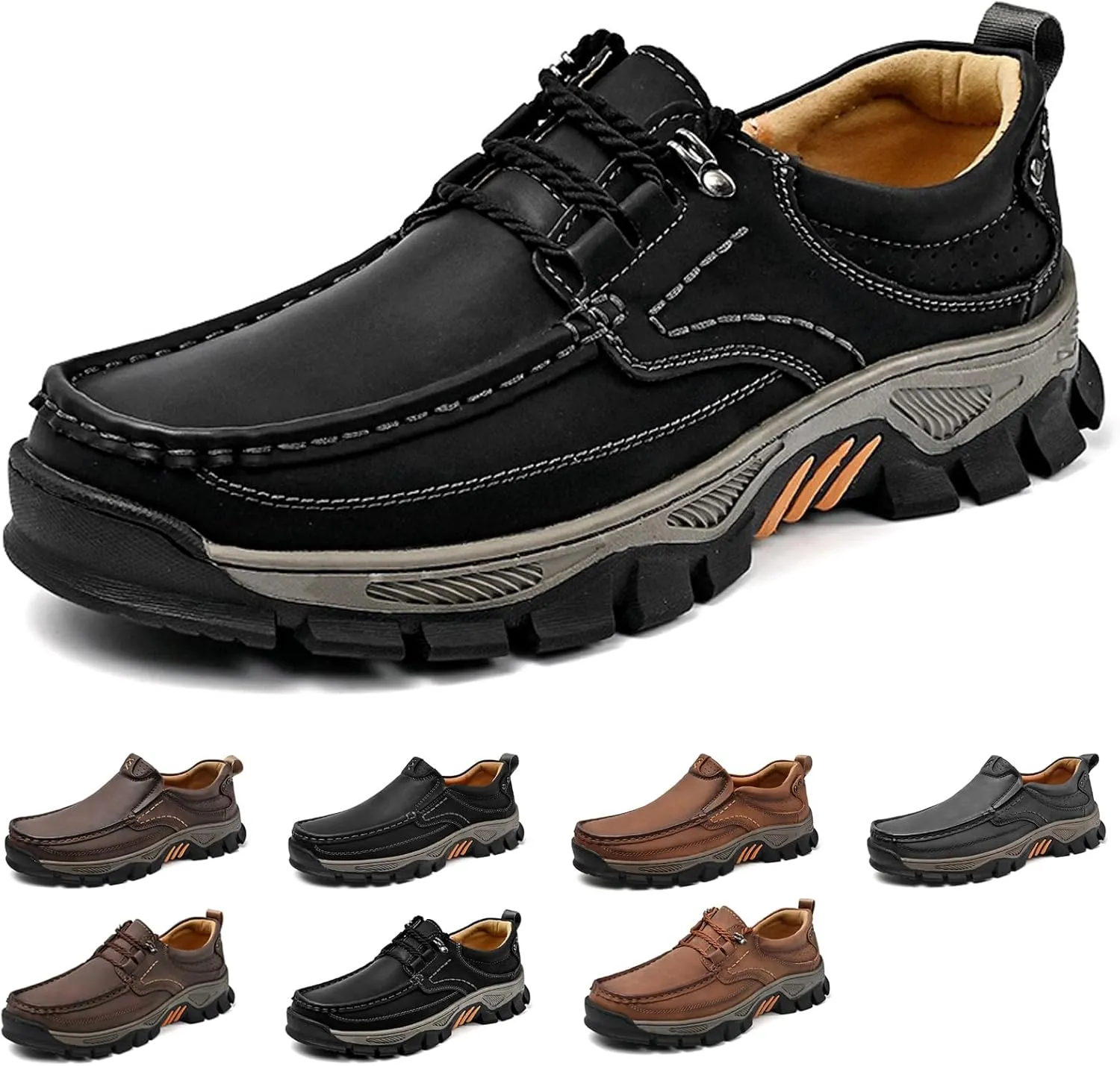 Men's Waterproof Hiking Shoes, Lightweight Breathable Casual Sneaker, Slip on Boots for Men Work Loafers, Orthopedic Slippers, for Travel, Camping, Running
