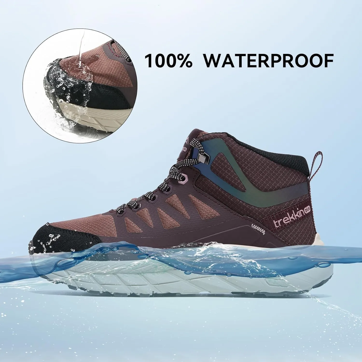 Men's Waterproof Shoes Hiking Trekking Trails Outdoor Lightweight Slip Resistant Cushion Sole Comfortable Work Shoes Walking Boot