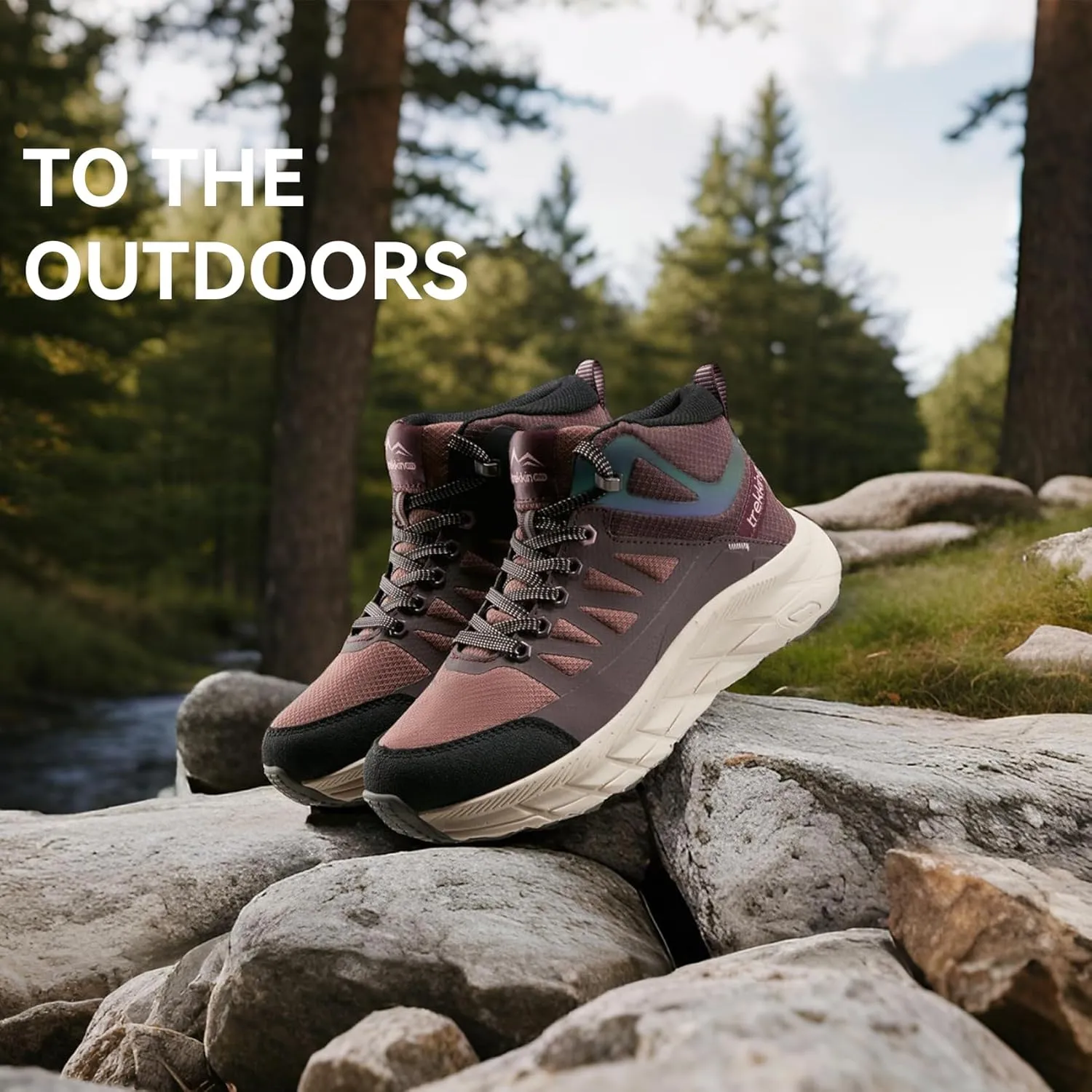 Men's Waterproof Shoes Hiking Trekking Trails Outdoor Lightweight Slip Resistant Cushion Sole Comfortable Work Shoes Walking Boot