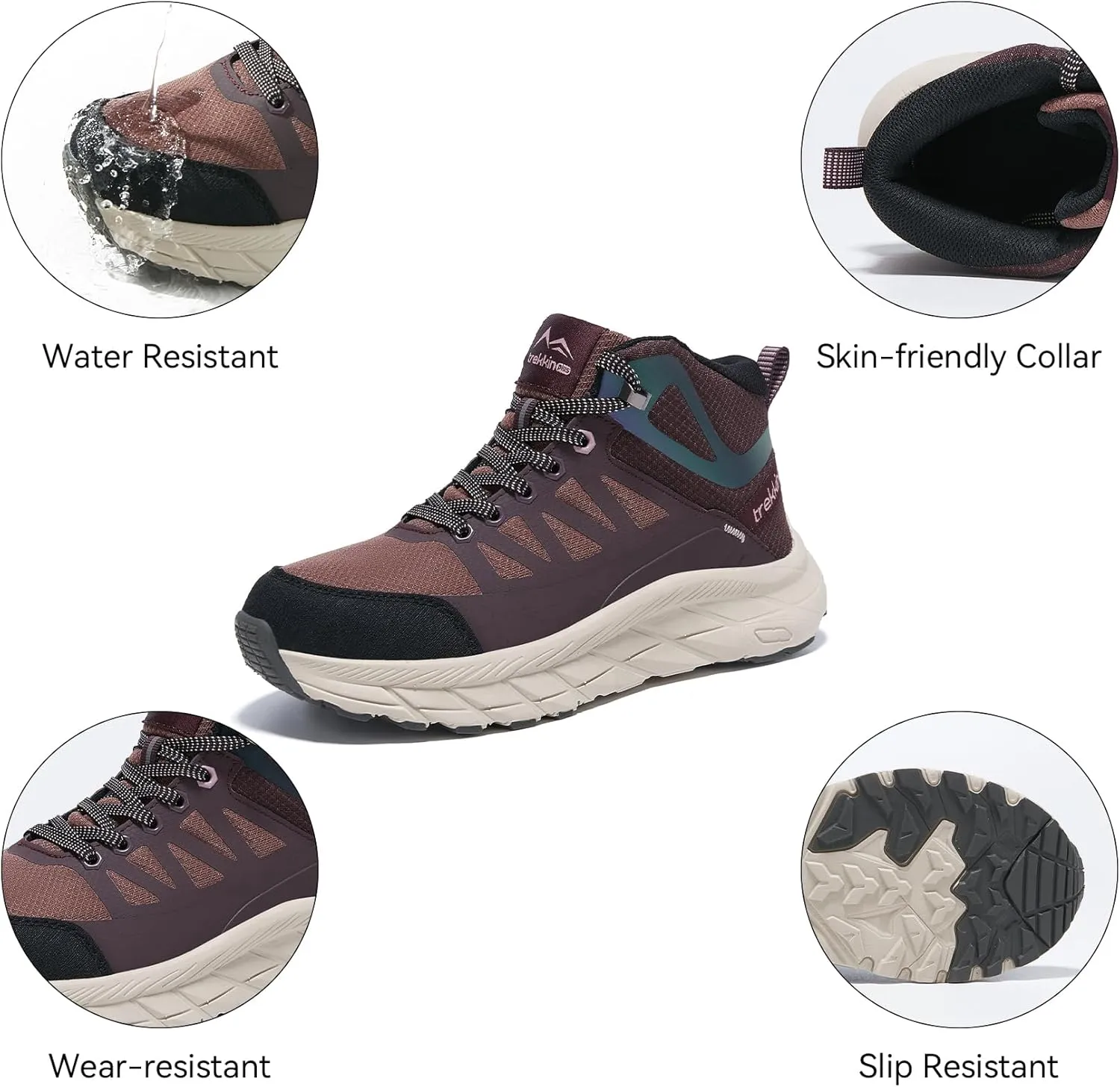 Men's Waterproof Shoes Hiking Trekking Trails Outdoor Lightweight Slip Resistant Cushion Sole Comfortable Work Shoes Walking Boot