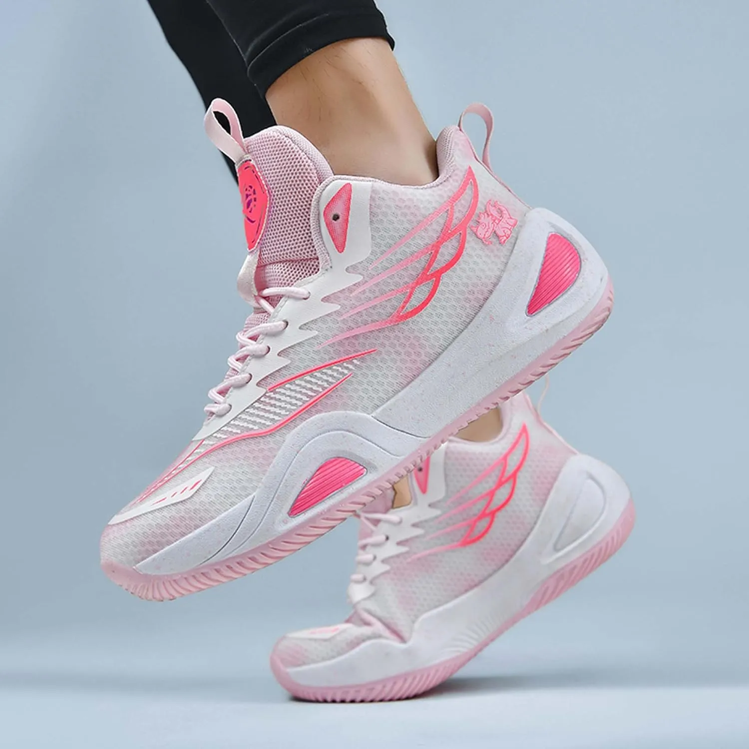 Mens Womens Couples Lace Up Mid Top Casual Sneakers Comfortable and Breathable Running Shoes Rubber Sole Non Slip Basketball Sneakers Walking Shoes Wear Resistant and Durable Fitness Training Shoes